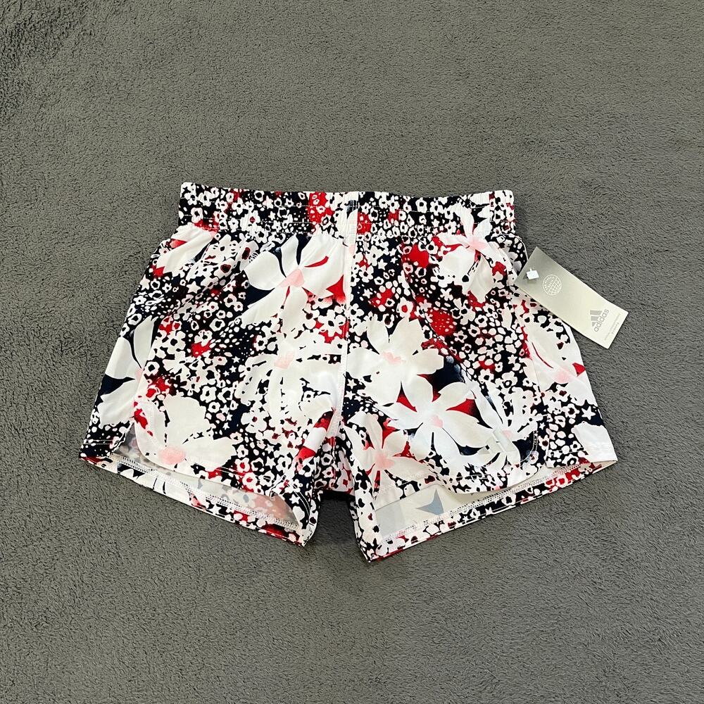 Adidas Run It Multicolor Floral Brief-Lined Athletic Running Shorts Kids Size M